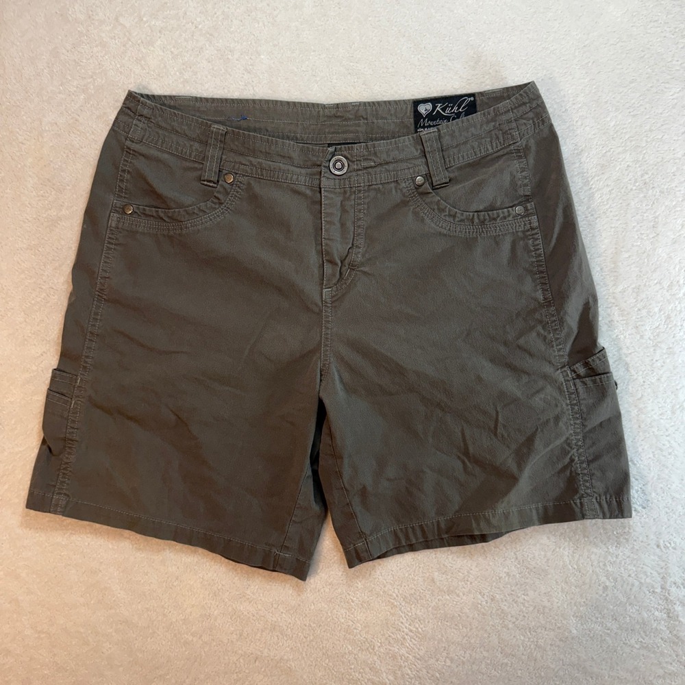 Kuhl Mountain Culture Olive Green Hiking Shorts Womens 10 Cotton Blend Stretch